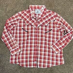 Ely 1878 For Her Red Gold Black Tan Plaid Women's Button Down Shirt 3xl xxxl 3x